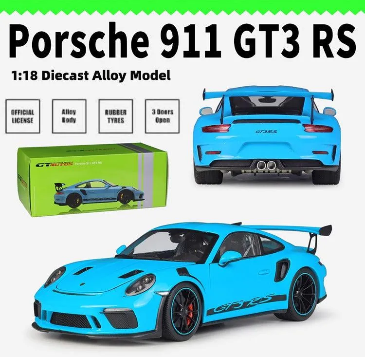 Realistic Art 1:18 Porsche 911 GT3 RS Alloy Model Car Mini Statue