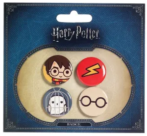 Harry Potter Cutie Button Emblem / Pin 4-Pack Movie Statue