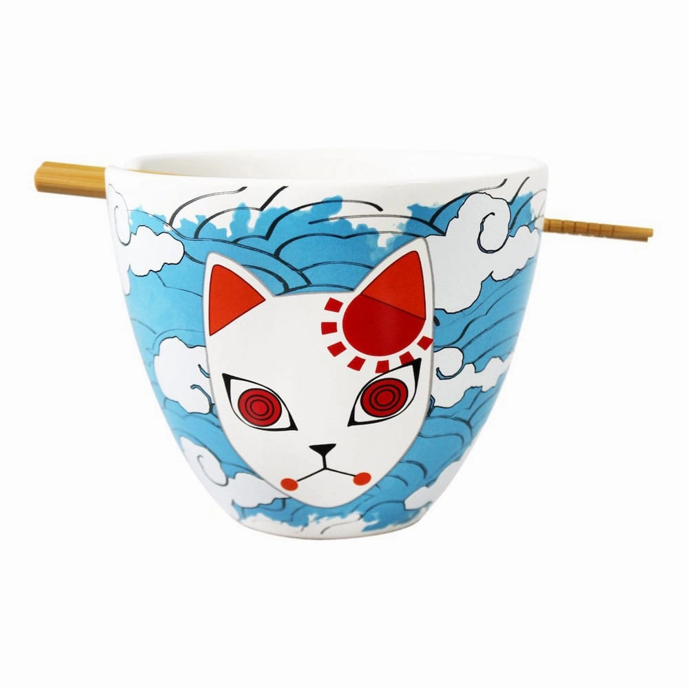 Demon Slayer Ramen Bowl med Chopsticks Tanjiro Mask 473 ml Little Critter Yoga Practitioner