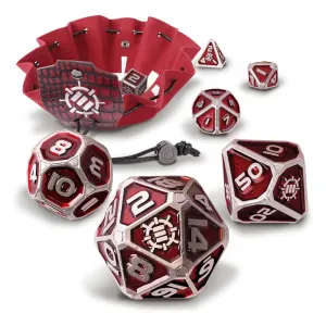 Year Round Enhance Tabletop Series Metal RPG Dice Set Red (7)