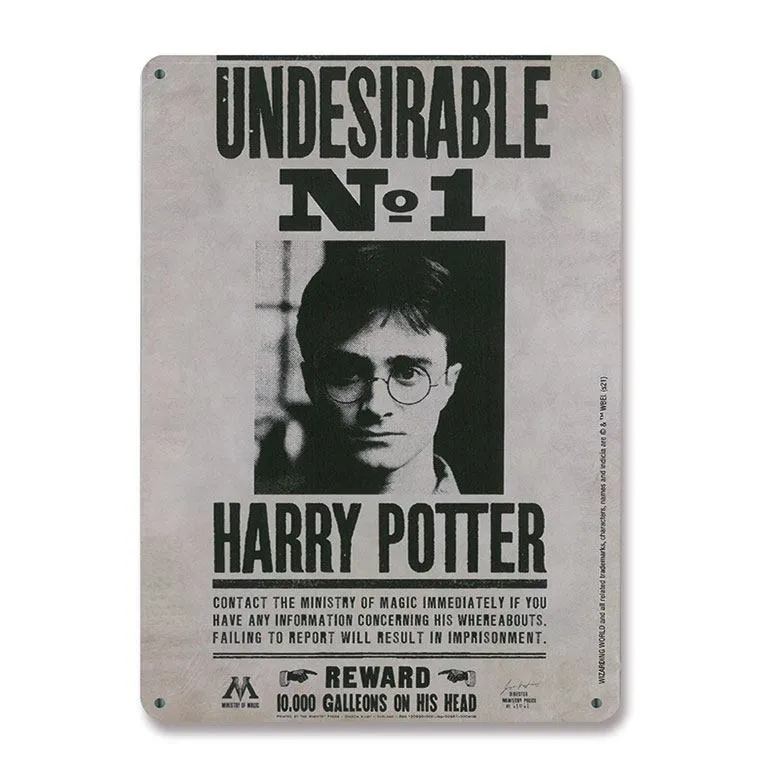 Harry Potter Tin Sign Undesirable No. 1 15 x 21 cm Hallway Display