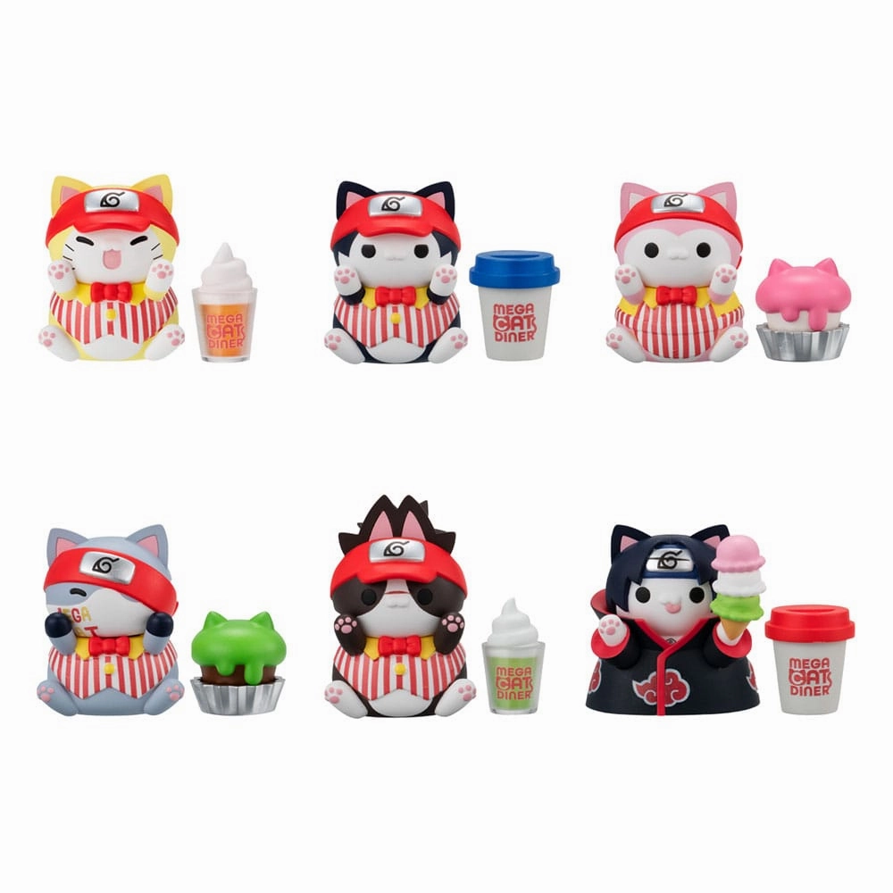Naruto Shippuden Mega Cat Project Nyaruto! Trading Figures Mega Cat Diner - 3 cm Assortment (6) Tiny Trunk Recognized Brand