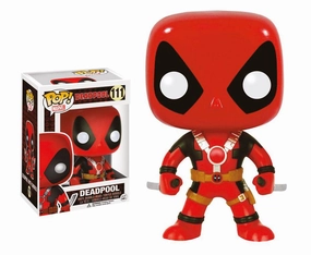 Marvel Comics POP! Vinyl Bobble-Huvud Deadpool med Tv? Sv?rd 10 cm Miniature World Miniature Merchandise