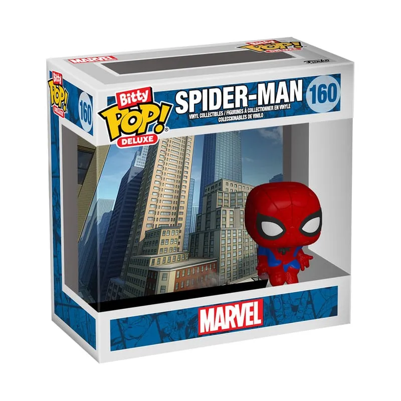Spider-Man Bitty POP! Deluxe Vinyl Figur Spider-Man (Cityscape) Display (12) 2,5 cm Robot Collection Anime Item